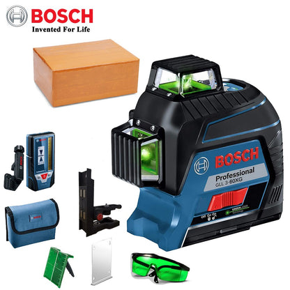 Nível a Laser Verde Bosch 12 Linhas 360 Nível a Laser GLL3-60XG Projeção de Linha de Marcação para Decoração Residencial Nível a Laser para Exterior