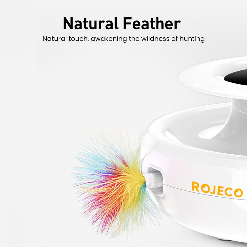 ROJECO Brinquedos Inteligentes para Gatos 2 em 1 Brinquedo Automático de Pena e Bola Divertida para Gatos e Cães, 5 Modos, Acessórios Eletrônicos Interativos para Animais de Estimação