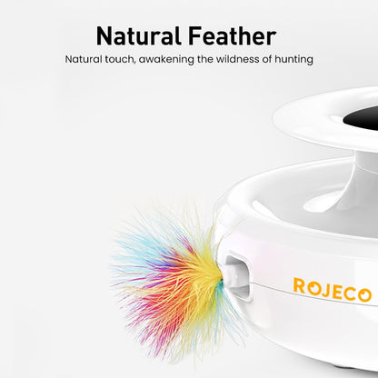 ROJECO Brinquedos Inteligentes para Gatos 2 em 1 Brinquedo Automático de Pena e Bola Divertida para Gatos e Cães, 5 Modos, Acessórios Eletrônicos Interativos para Animais de Estimação