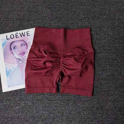 Yoga Shorts Peach Hot Girls Three-Cross Pants High Waist Knitted Pressure Running Sport Elastic Belly Lifting Butt Tight Pants