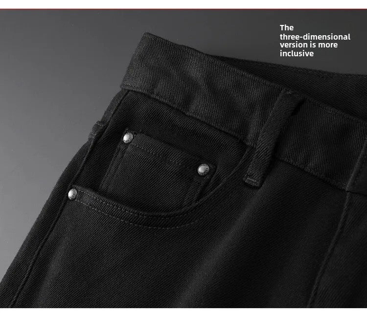 BlackJeans2024 Nova Coleção Outono/Inverno Marca da Moda Casual Slim Fit Elástica Estilo Europeu Calça Comprida Masculina Estampa Fashion