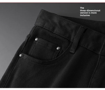 BlackJeans2024 Nova Coleção Outono/Inverno Marca da Moda Casual Slim Fit Elástica Estilo Europeu Calça Comprida Masculina Estampa Fashion
