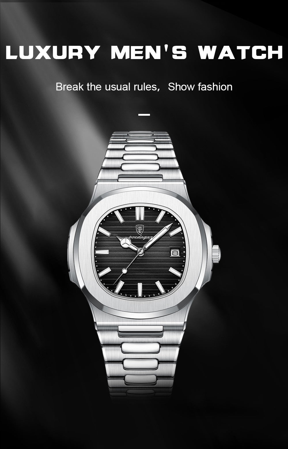 POEDAGAR Top Luxury Brand Man Watch Sports Waterproof Luminous Date Men Wristwatch Square Dial Quartz Men's Watches High Quality