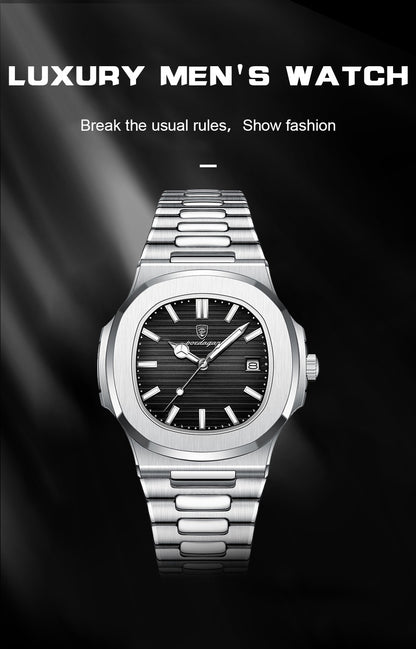 POEDAGAR Top Luxury Brand Man Watch Sports Waterproof Luminous Date Men Wristwatch Square Dial Quartz Men's Watches High Quality