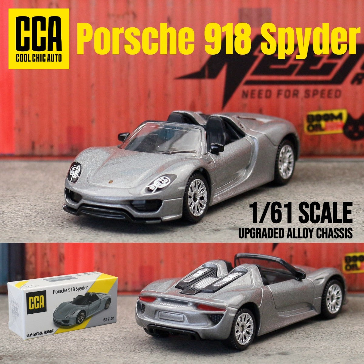 1/61 Porsche 918 Spyder Brinquedo Carro Modelo CCA MSZ 1:64 Miniatura Fundida Coleção Rodas Livres Adequado para Hot Wheels Presente Criança