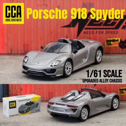 1/61 Porsche 918 Spyder Brinquedo Carro Modelo CCA MSZ 1:64 Miniatura Fundida Coleção Rodas Livres Adequado para Hot Wheels Presente Criança