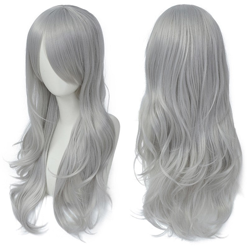 Peruca Cosplay Anime Versátil Multicolorida Cabelo Longo Cacheado com Cabelo Levemente Cacheado Peruca de Fibra Sintética