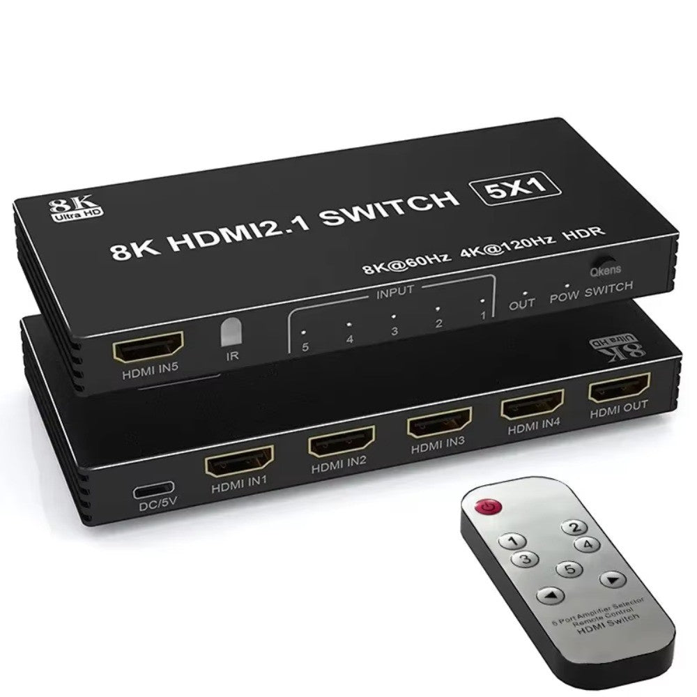 MZX 8K KVM Switch HDMl2.1 Switcher Video 8K@60Hz 4K@120Hz 48Gbps HDR10 Selector Video Converter 5/4/3 in 1 Out for PS5 Xbox PC