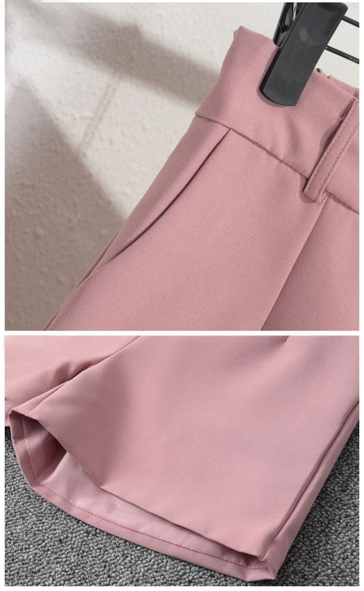 Solid Casual Elegant Trendy OL Office Lady Short Women's Pants Korean Sweet Fashion Elastic Waist Basic All-match Loose Shorts