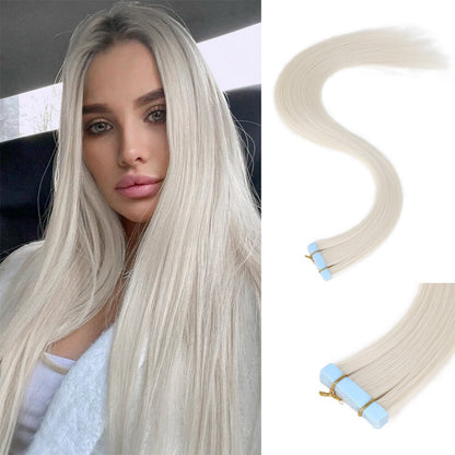 Extensões de Cabelo de Fita Adesiva de 20 polegadas, 10 peças, Sintéticas, Longas e Lisas, Peça de Cabelo com Fita Adesiva Invisível e Sem Costura