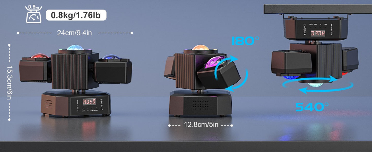 Datewink 65W Two-armed Moving Head Lights RGBW LED Stage Lighting Effect Projector DMX Remote Control For DJ Disco Wedding Party