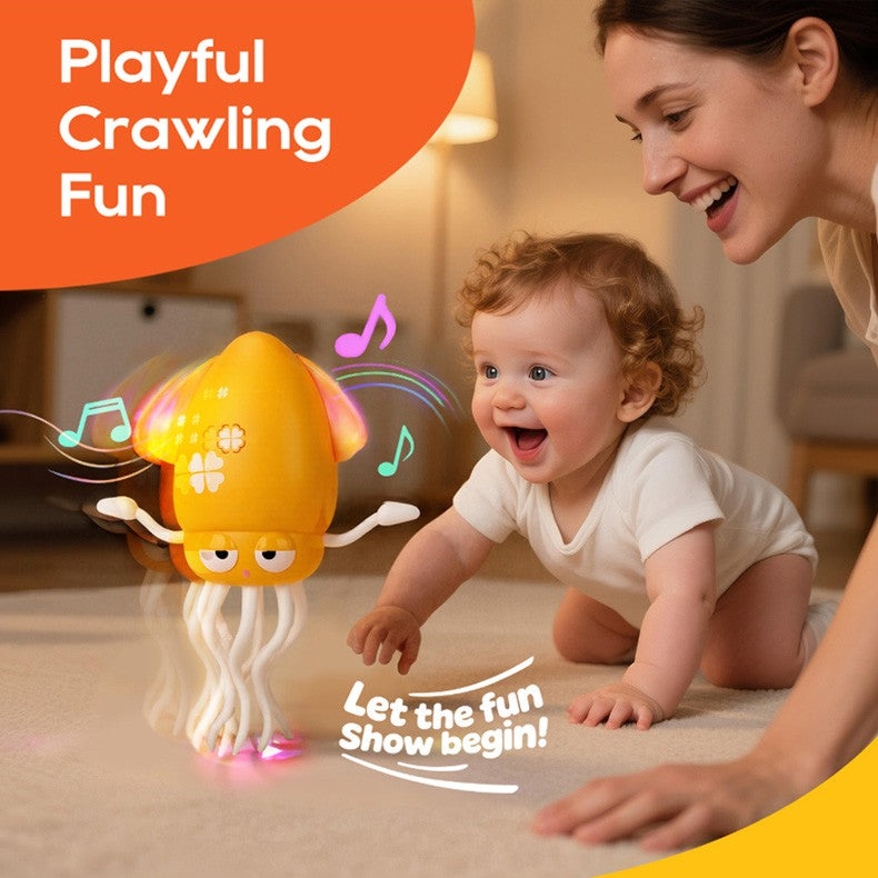 Brinquedo Polvo Dançarino Mágico Elétrico Brinquedo para Animais de Estimação de Arraste com Luz e Música Polvo para Crianças Brinquedos Interativos para Desenvolvimento Presentes para Bebês na Hora da Barriga