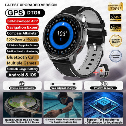 2026 Novo Militar T-Rex 3 Ultra Offline Mapa GPS Smart Watch 4GB Memória 10ATM À Prova D'Água Monitor Cardíaco Esportivo Smartwatch Masculino