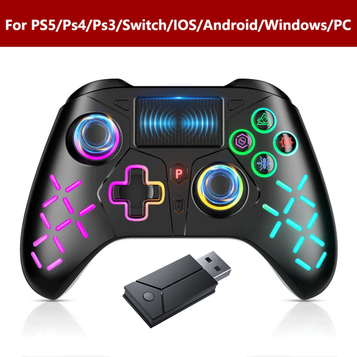 Wireless Controller For PlayStation5/PS5/PS4/PC/iOS/Switch,Game Joystick 6-Axis Gyro,Dual Vibration,Turbo,Remote Control Gamepad