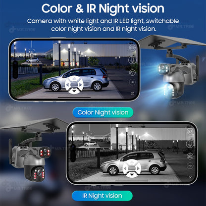 50XZOOM Solar Camera 4G SIM/WiFi Dual Lens Outdoor Security Camera with Night Vision,Waterproof Wireless Surveillance for Garden