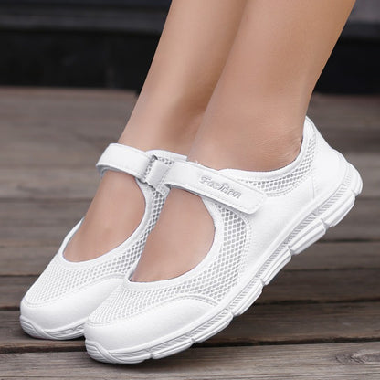 Sapatos Femininos Respiráveis Vulcanizados Brancos Tênis Feminino Moda Malha Respirável Sapatos Casuais de Caminhada Sapatos de Trabalho Feminino