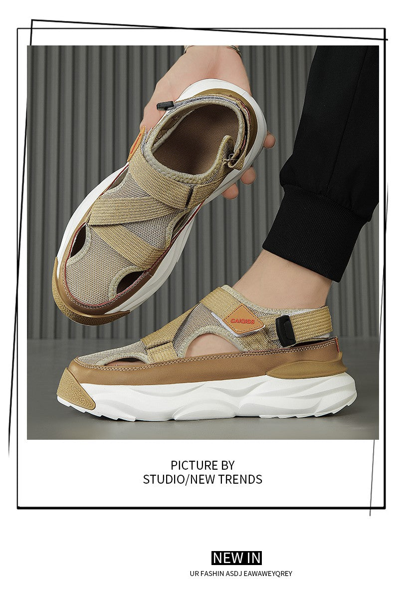 Men's Sandals Summer Platform Slippers Non-Slip Beach Pool Sandals Mesh Hole Men's Garden Shoes Flip Flop Outdoor Water Shoes