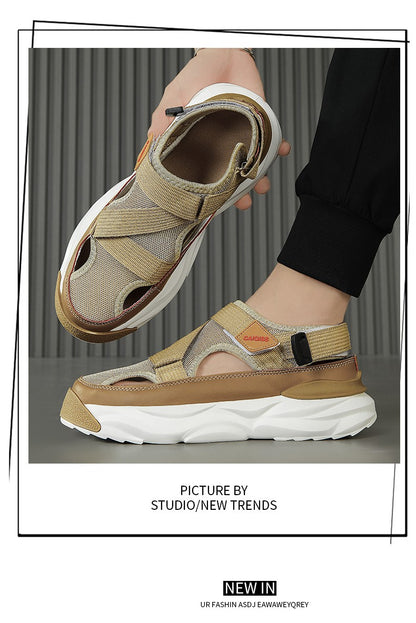 Men's Sandals Summer Platform Slippers Non-Slip Beach Pool Sandals Mesh Hole Men's Garden Shoes Flip Flop Outdoor Water Shoes