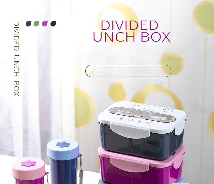 Conjunto de Copo Lancheira Infantil de Plástico Portátil 1200ML com Garfo e Lancheira Infantil com Copo de Água, Recipiente para Armazenamento de Alimentos