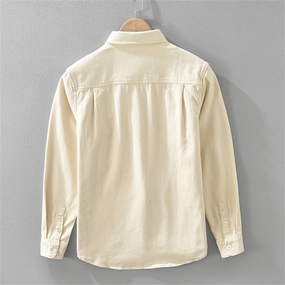 Autumn Winter men's long sleeve clothing cotton cargo shirts Solid workwear men tops Thickened shirt jacket for men 7569#