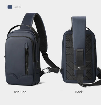 HK Waterproof Men's Shoulder Bag Lightweight Crossbody Bag Oxford Casual Satchel with USB Port Commute Business Chest Bag Male