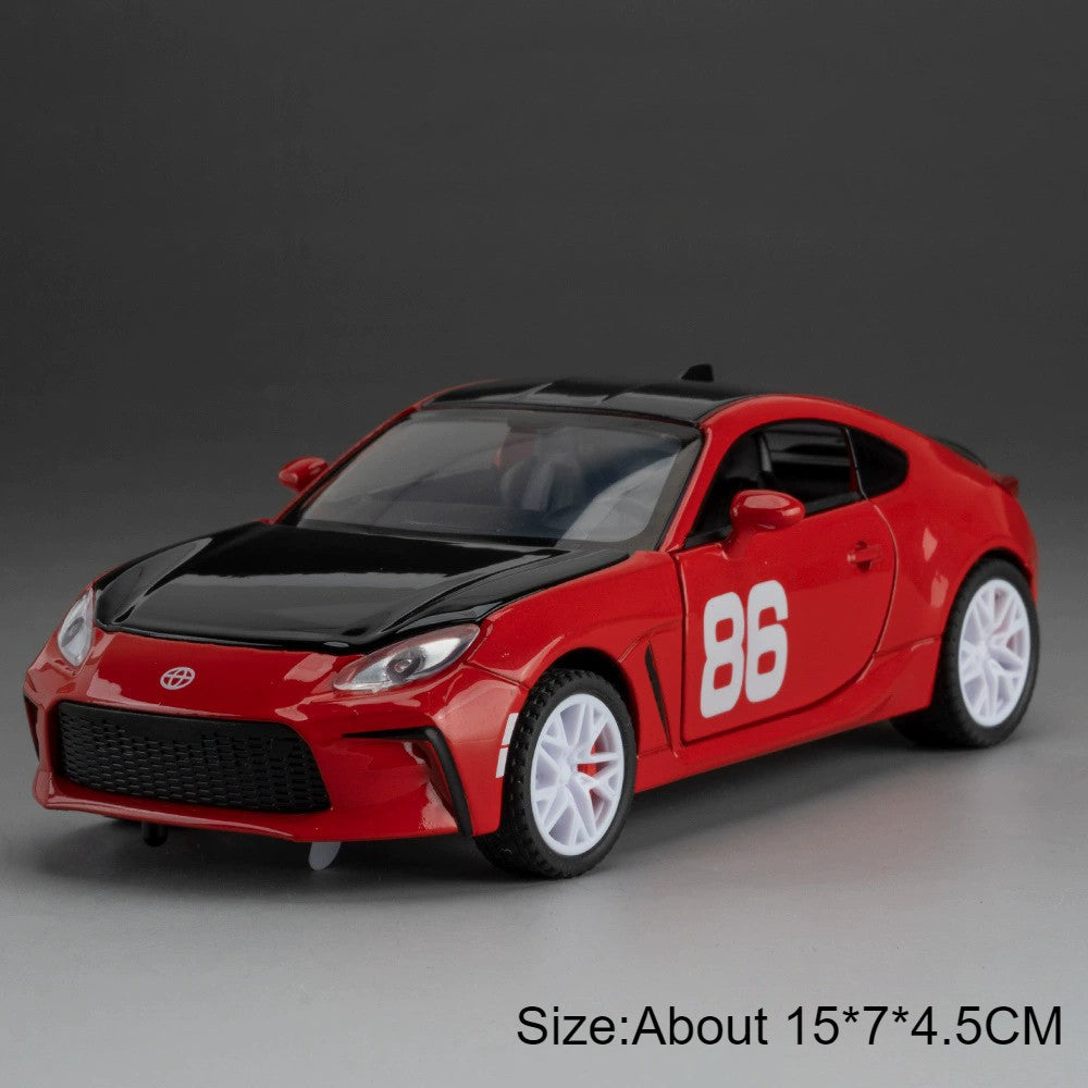 1:32 Scale Highlander GR86 Sports Car Model Toy Metal Diecast Pull Back Veículo em Miniatura Som Luz Modelos Coleção Presente Menino