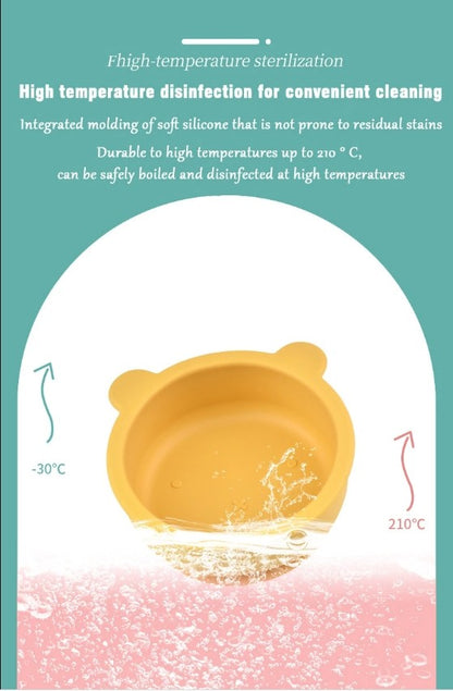 BPA Free Baby Silicone Feeding Bowl Cartoon Dishes For Kids Suction cup Anti-Drop Non-Slip Dinnerware Autonomous eating training