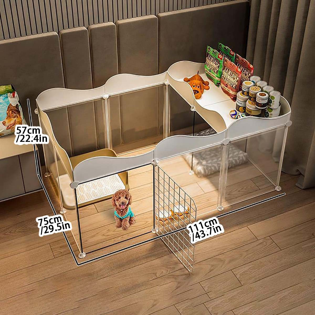 Cerca para cães de estimação Casa Canil Interno para cães pequenos Cerca de isolamento Teddy com área de banheiro gaiola para cães