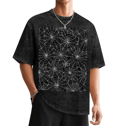 Spider web pattern - white on black by Cecca Designs T-Shirt plain Men's t-shirts