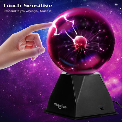 Plasma Lamp Eu Plug Light Static Globe Glass Ball Lightning Magic Electricity Powered Sensitive Touch Usb Red Bulb Battery 6Inch
