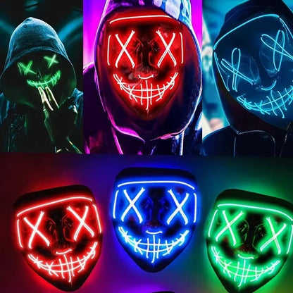 New Halloween Neon Led Purge Masquerade Carnival Party Masks Light Luminous in The Dark Cosplay Supplies