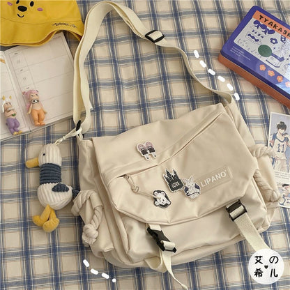 Shoulder Bag Large Capacity Crossbody Bag Retro Workwear Postman Bags for Women Nylon Handbags