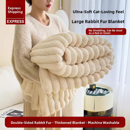 Thi Rabbit Fur Blanket Office Sofa Nap Blanket Premium Cover Blanket All Seasons  Color Polyester Fiber