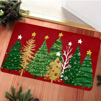 Merry Christmas Christmas Tree Enlargement Doormat Machine Washable for Living Room, Bedroom, Kitchen, Household Entry Doormat