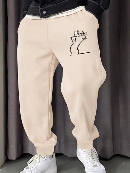 Make Provocative Expressions Printing Man's Sweatpants Y2K Elastic Waist Pants Casual Drawstring Pant Fashion Warm Britches