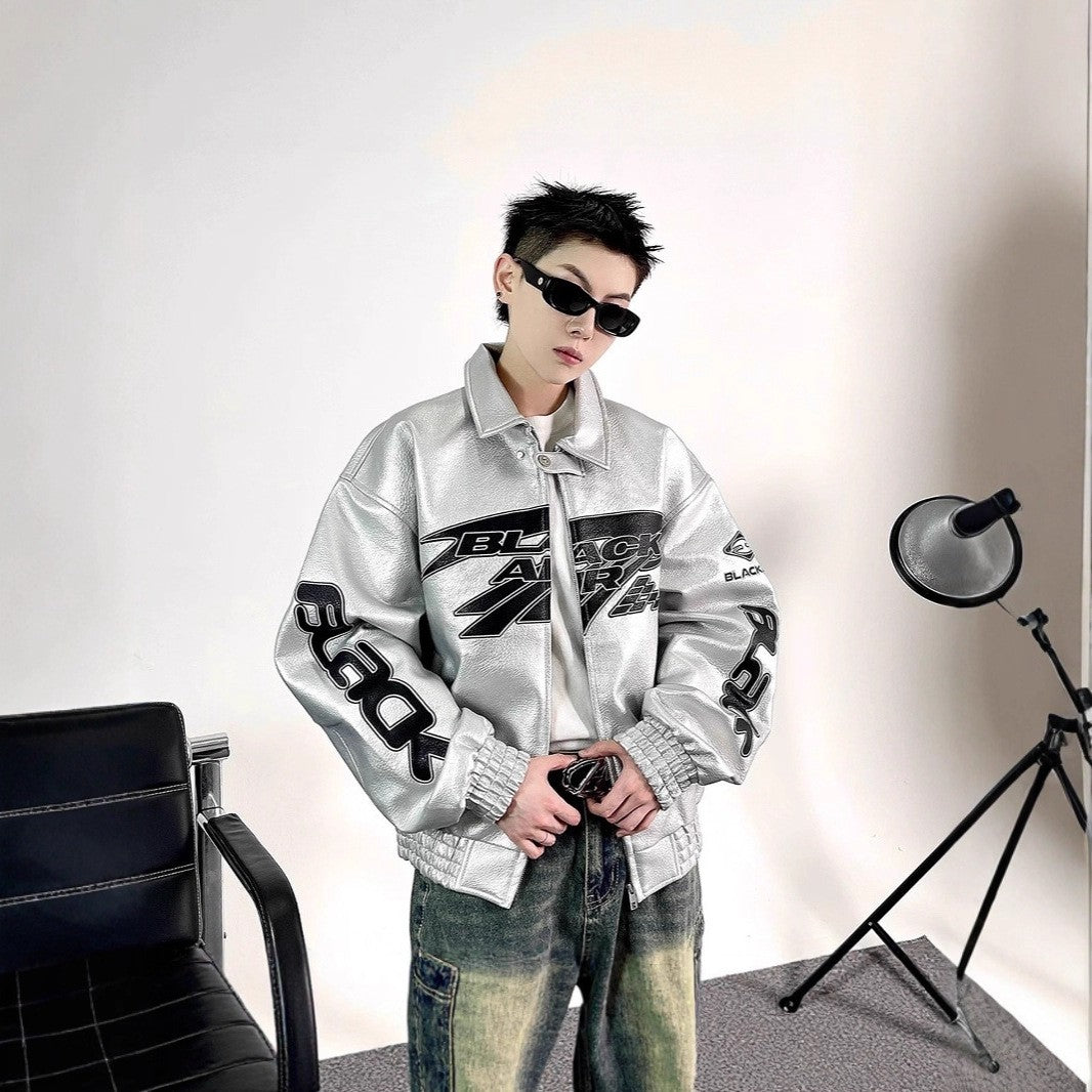 New Motorcycle Leather Jacket Men Bomber Pilot Retro Loose Pu Short Coat Fashion Casual Streetwear Multi Pocket Trend Outwear