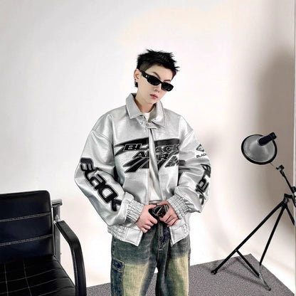 New Motorcycle Leather Jacket Men Bomber Pilot Retro Loose Pu Short Coat Fashion Casual Streetwear Multi Pocket Trend Outwear