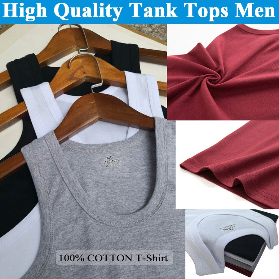 Tank Tops Men New 100% Cotton Solid Vest Mens Slim Casual Breathable Sleeveless