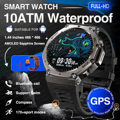 2025 New Military Bluetooth Call Smart Watch Built-in GPS Compass Barometric Altimeter 10ATM Waterproof Sports Smartwatches Men