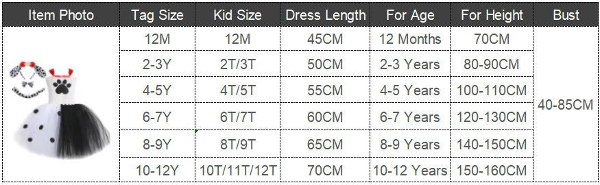 Dalmatians Dog Tutu Dress for Baby Girls White Black Spotted Dog Halloween Costumes Kids Puppy Outfits Children Animal Clothes