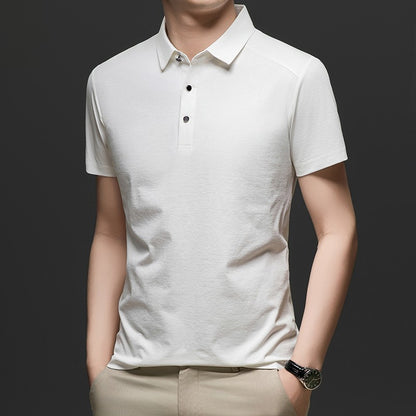 Summer business breathable short sleeved polo shirt with collar top, 2025 new item solid color collar short sleeved shirt