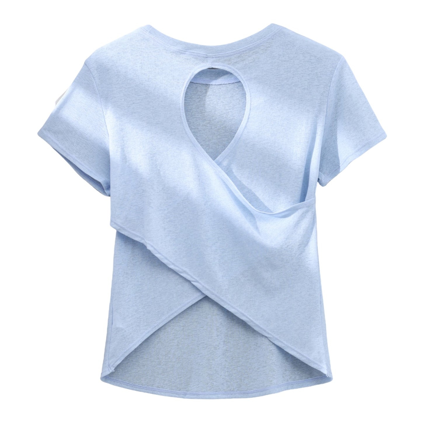 DRUR Gym Tops Women Lightweight Sweatshirt Summer Short Sleeve Quick Dry Fitness Running Tshirt Back Cross Hollow Yoga Wear New