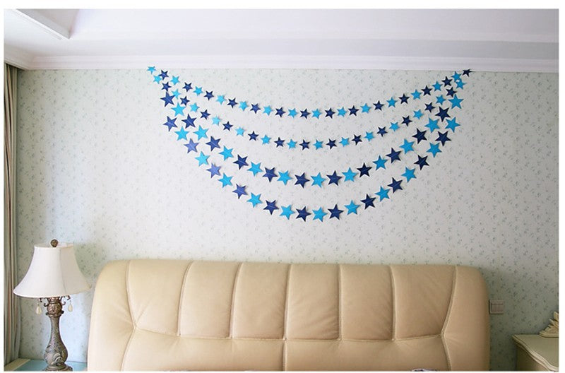 4M Paper Glitter Gold Blue Moon Star String Garland Hanging Banner Wall Party Decorations for Eid Mubarak Wedding DIY Decoration