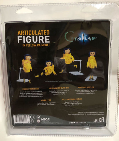Neca Anime Coraline Doll Articulated Anime Figure Raincoat Sweater In Striped Shirt Toy La Girl Decoration Model Bithday Gifts