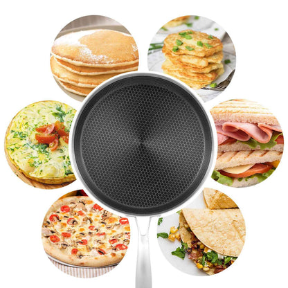 Panquequeira Antiaderente Favo de Mel Panela Dosa Alça Ergonômica de Aço Inoxidável Panela de Panqueca de Cozinha Panela de Tortilla Compatível com Indução