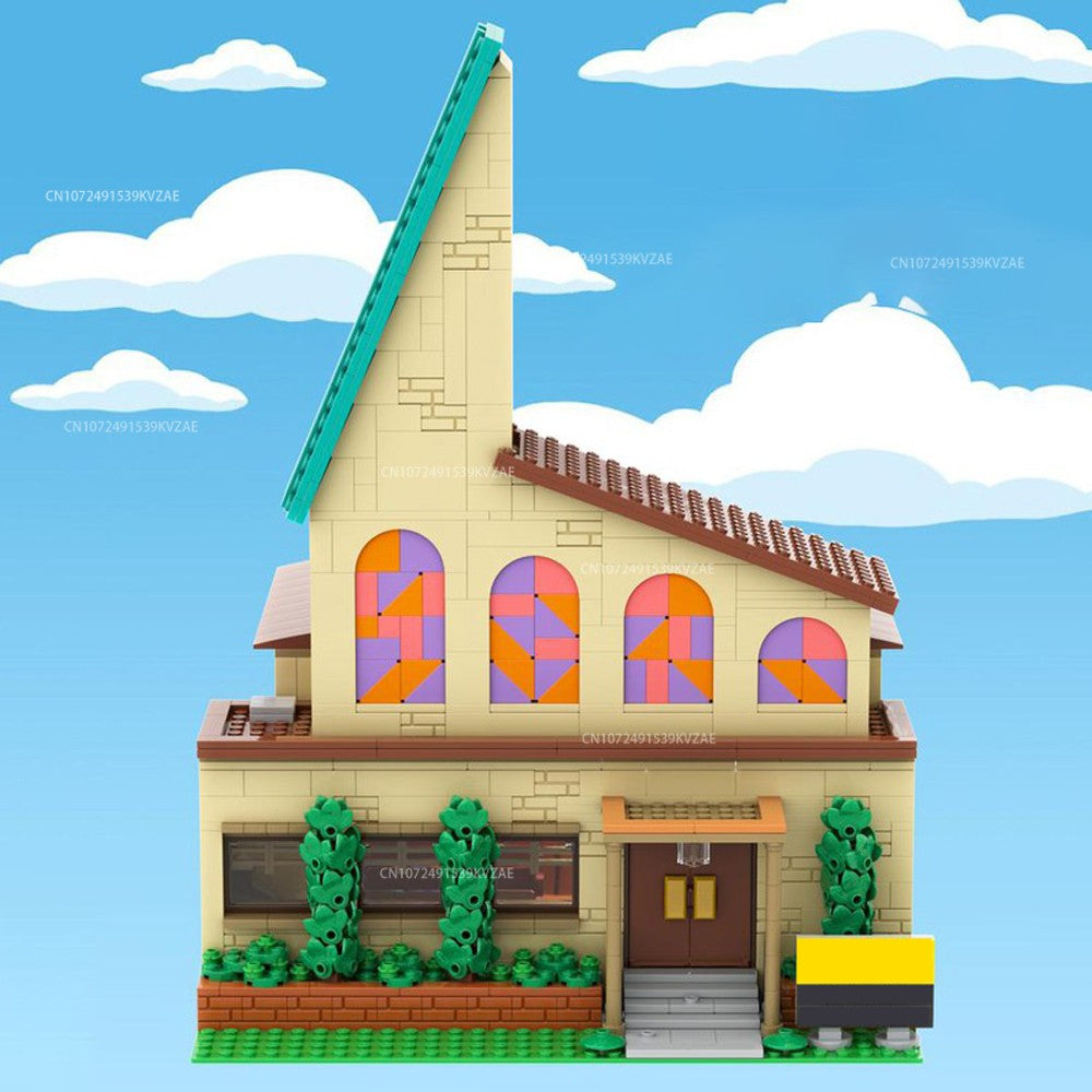 MOC Simpsonized Modular Taberna do Moe Blocos de Construção Casa da Cidade Escola Primária de Springfield Arquitetura Skyline Tijolos Brinquedos