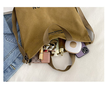 Japanese Canvas Men's and Women's Simple Cross-body Bag Wash Canvas Thick Handbag Large Capacity Arts Students Package Satchel