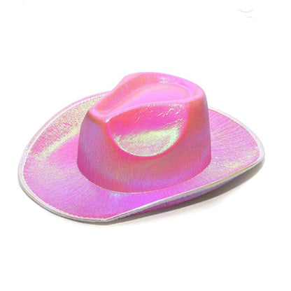 Chapéu de Cowboy LED Sem Fio, Chapéu de Cowboy Luminoso, Chapéu de Cowgirl Rosa para Discoteca, Noivas, Acessórios para Shows, Boates e Festas a Fantasia