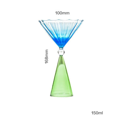 Taças de Coquetel Estilo Onda com Efeito Duas Cores Criativas Verde Azul Âmbar Roxo para Martini Mojito Champagne Margarita
