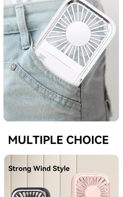 Folding Mini Cooling Air Fan Mobile Phone Holder Power Bank 3000mAh USB Rechargeable Cooling Handheld Desktop Fan with Lanyard